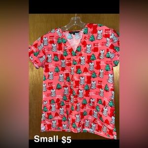 Holiday scrub top